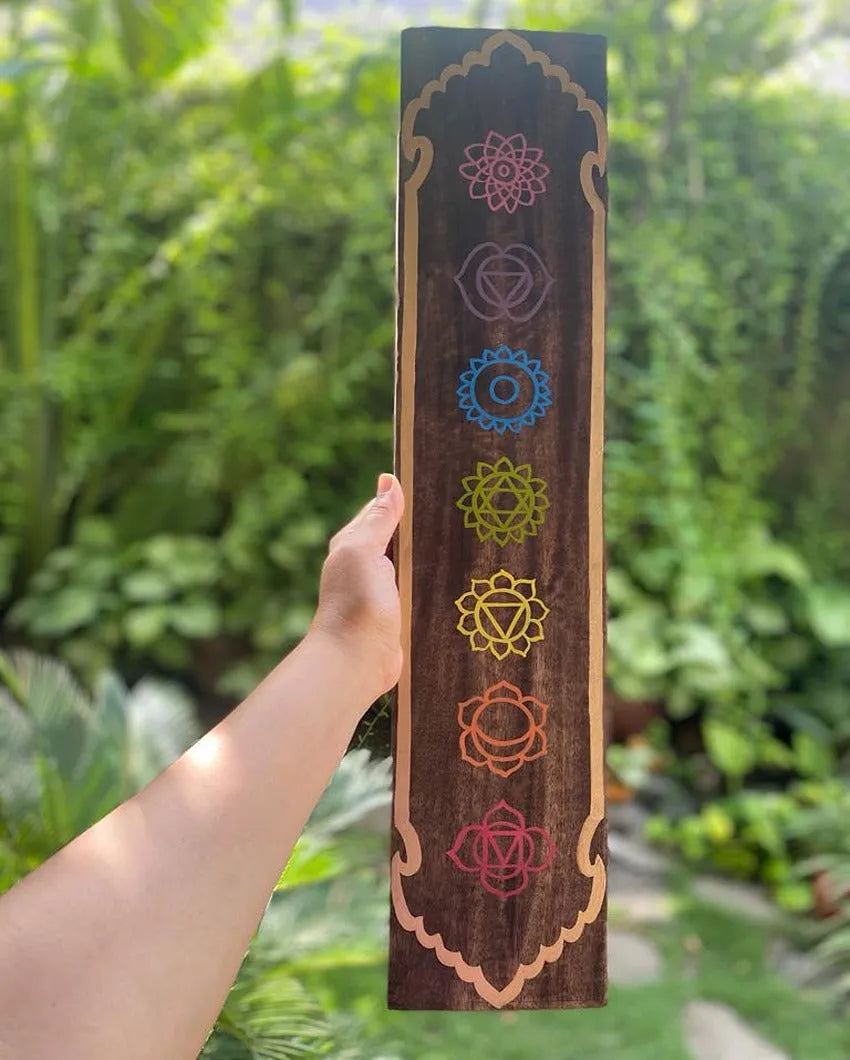 Spiritual Acacia Wood Seven Chakra Totem | 24 x 5 inches