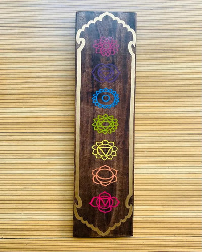 Spiritual Acacia Wood Seven Chakra Totem | 24 x 5 inches