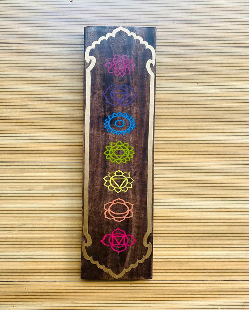 Spiritual Acacia Wood Seven Chakra Totem | 24 x 5 inches