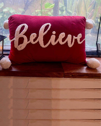 Believe Cotton Cushion With Fillers | 18 x 12 inches | Set Of 2