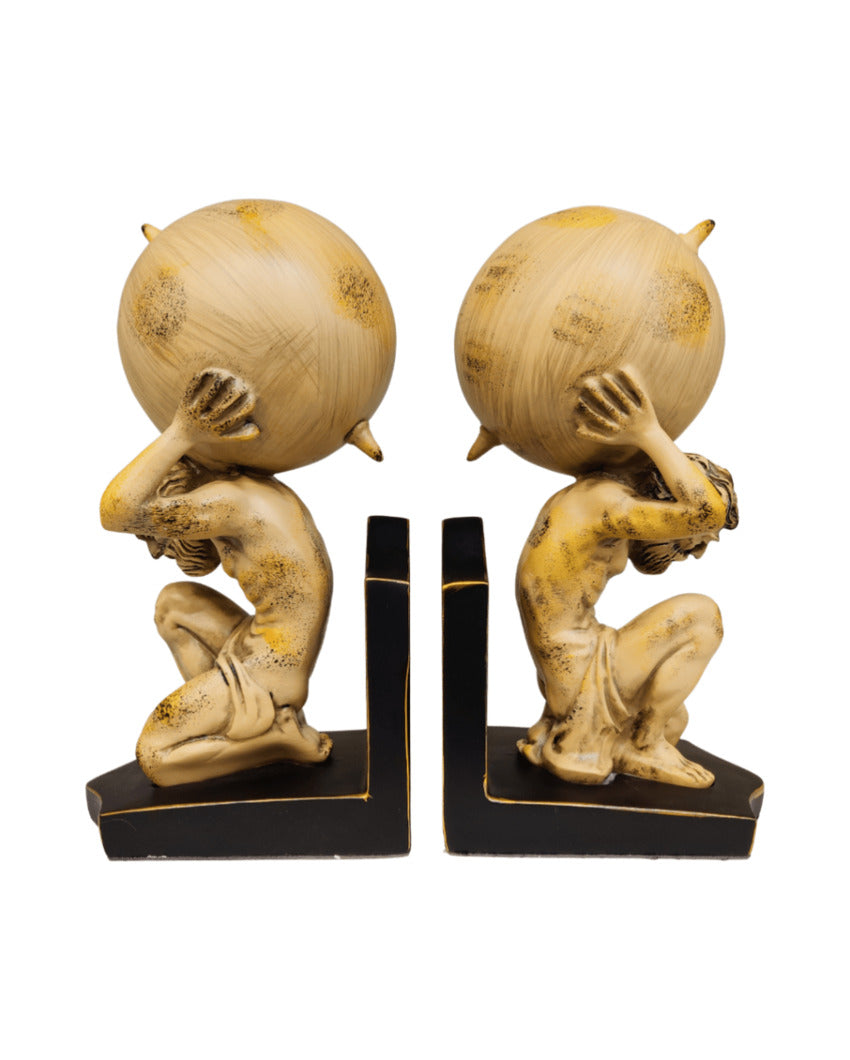 Greek Globe Sphere Bookends Table Pieces | 6 x 5 x 11 inches