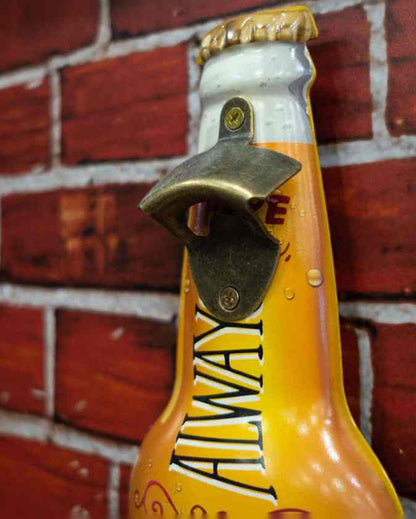 Always Time For a Beer Metal Bottle Opener Wall Art | Yellow| 48 x 38 cm/19 x 6 inches