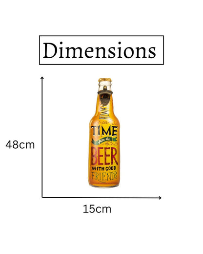 Always Time For a Beer Metal Bottle Opener Wall Art | Yellow| 48 x 38 cm/19 x 6 inches