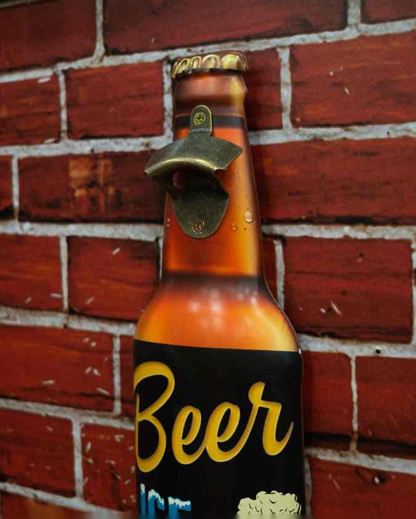 Beer Ice Sold Here Metal Bottle Opener Wall Art | 48 x 15 cm /19 x 6 inches