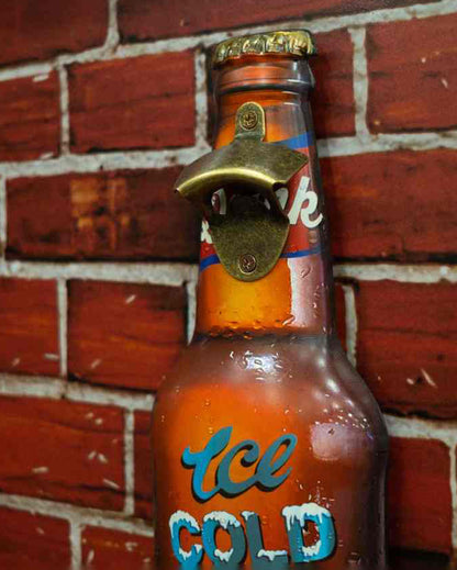 Ice Cold Beer Sold Here Metal Bottle Opener Wall Art | 19 x 6 inches