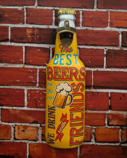 Best Beers Metal Bottle Opener Wall Art | Yellow| 48 x 15 cm/19 x 6 inches