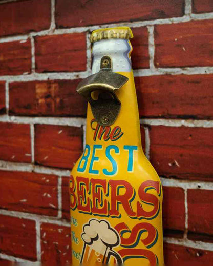 Best Beers Metal Bottle Opener Wall Art | Yellow| 48 x 15 cm/19 x 6 inches