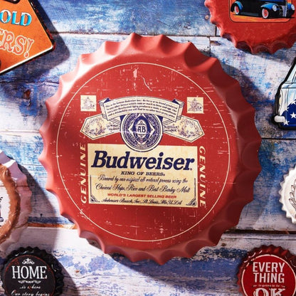 Budweiser Bottle Cap Wall Decor | 35 x x5 cm / 14 x 2 inches