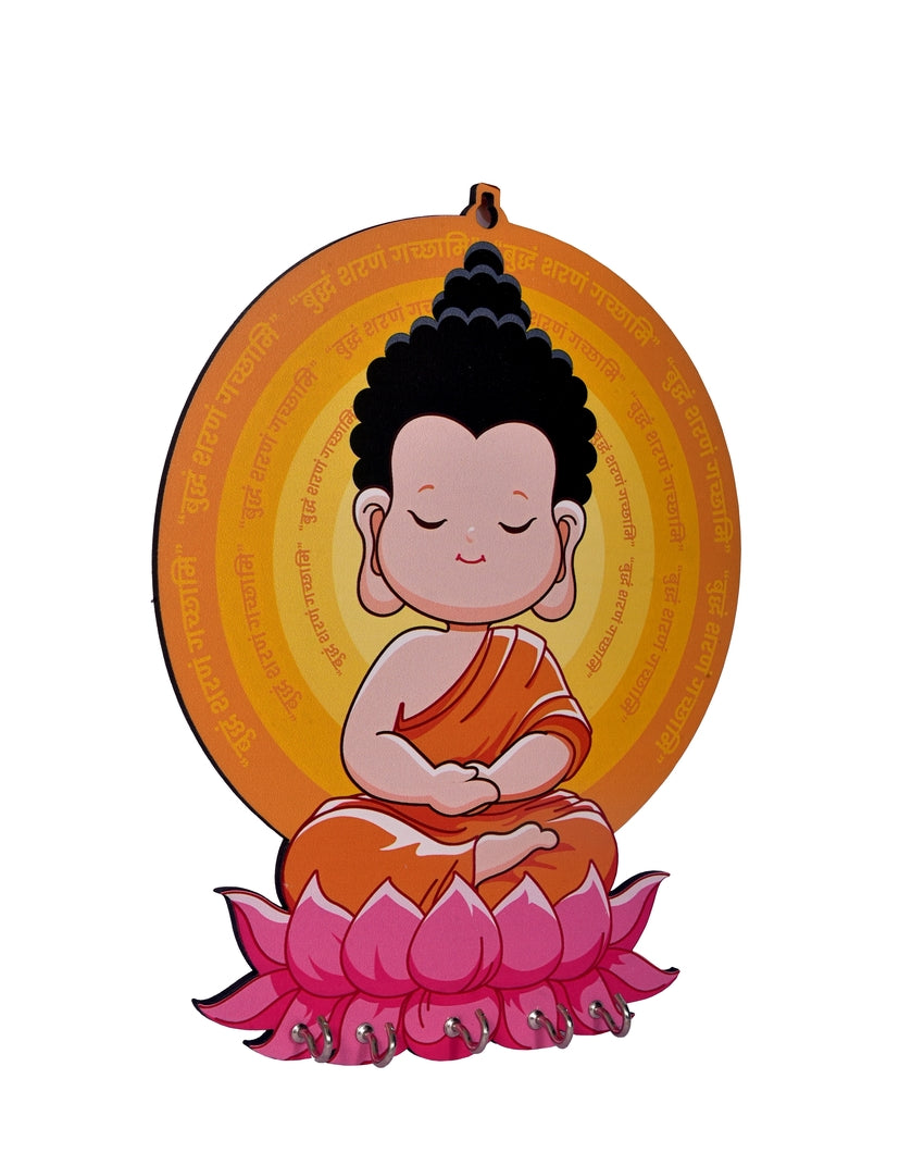 Elegant MDF Wood Buddha Key Holder | 7 x 10 inches