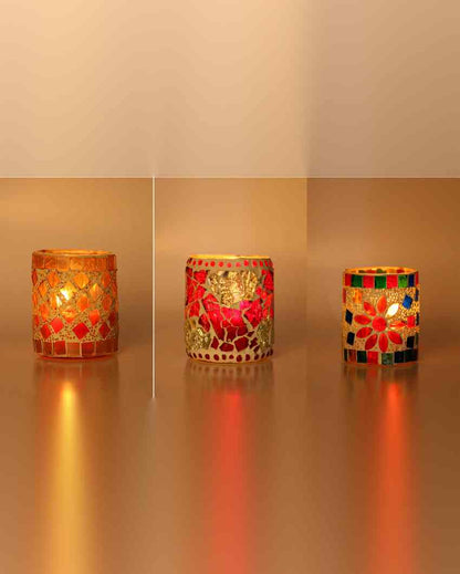 Conceptual Candle Night Dinner Glass Tea Light Holders | Set Of 3