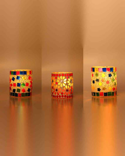 Modular Candle Night Dinner Glass Tea Light Holders | Set Of 3