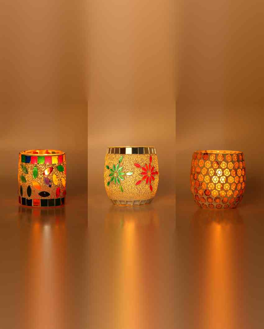 Nimble Candle Night Dinner Glass Tea Light Holders | Set Of 3