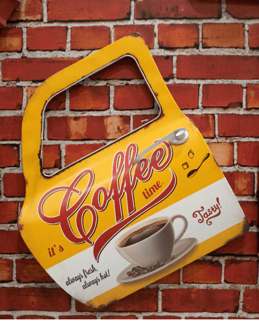 Coffee Retro Wall Décor | Yellow |40 x 7 x 48 cm / 16 x 3 x 19 inches