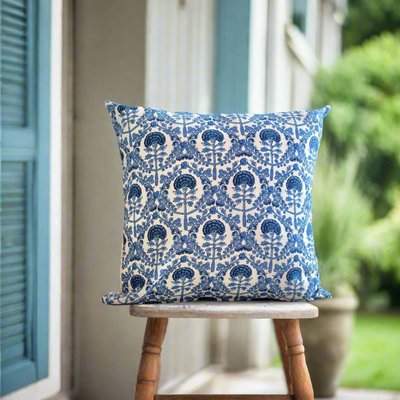 Carolina Cotton Cushion Covers | Blue | Set of 2 | 16x16 Inches