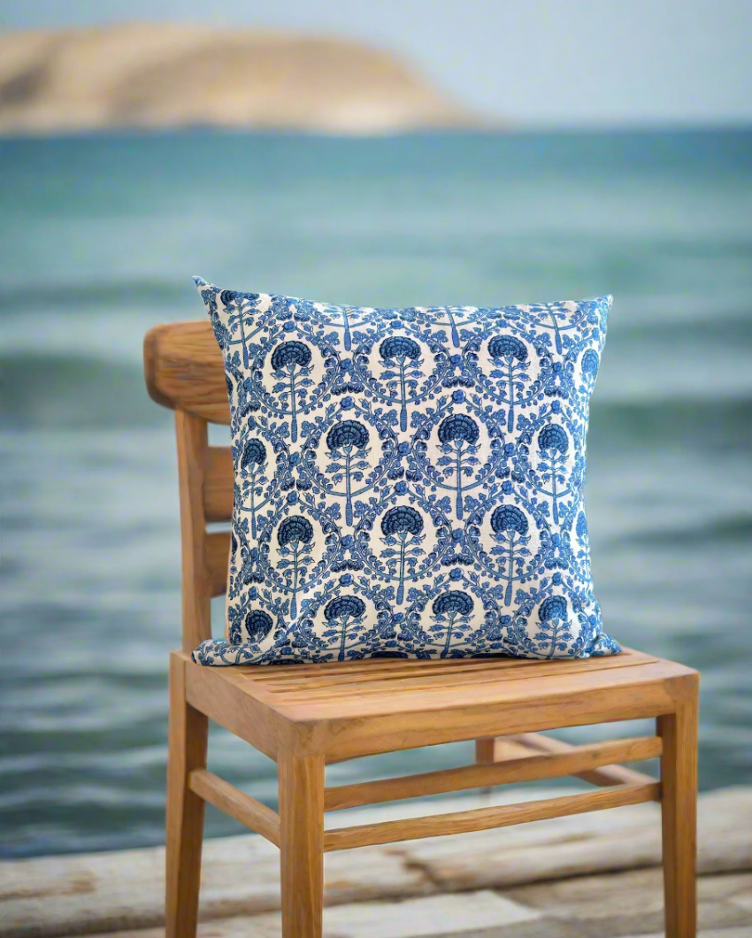 Carolina Cotton Cushion Covers | Blue | Set of 2 | 16x16 Inches