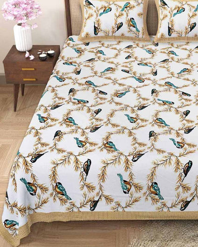 Chirpy Bird Patterned Designer Multicolor Bedding Set | 93 x 108 inches