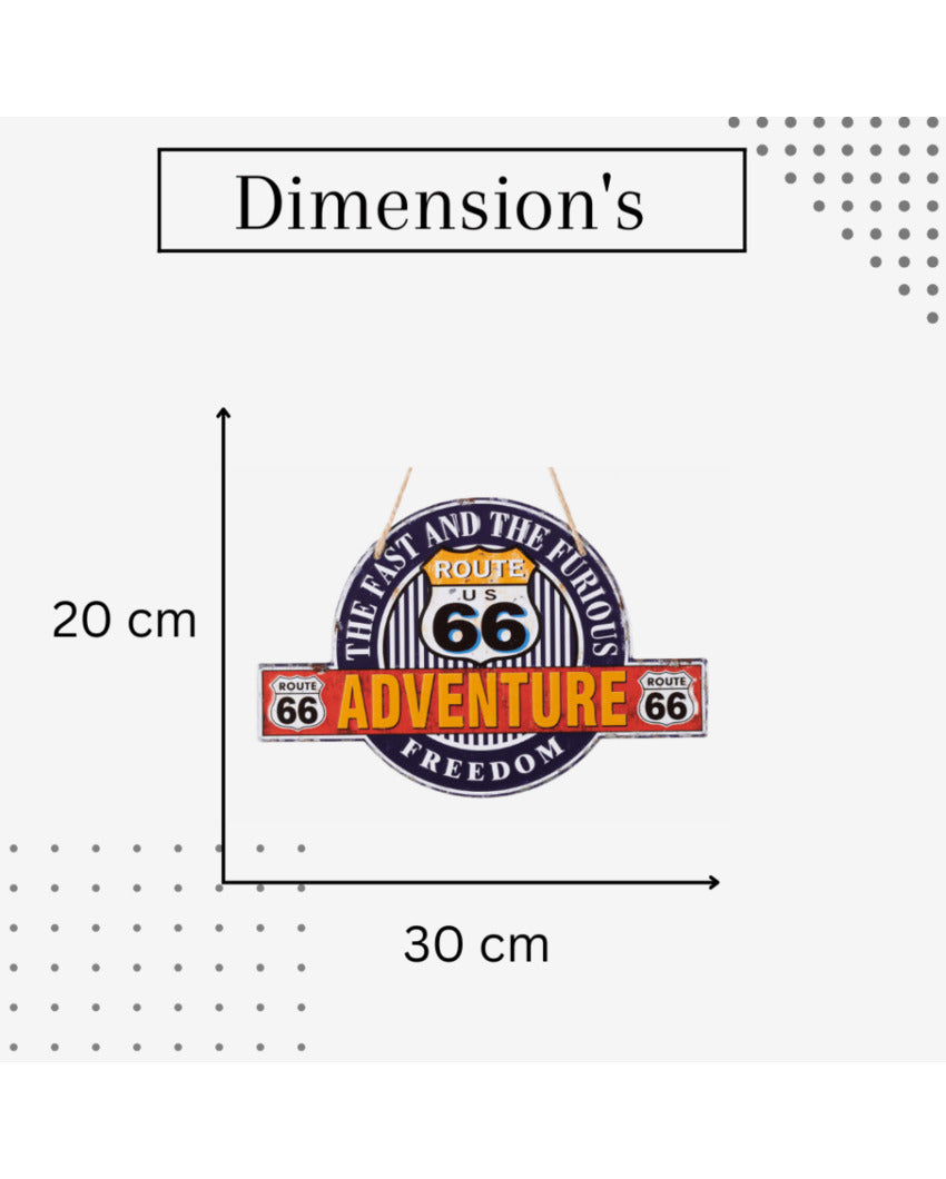 Adventure Route 66 3D Metal Plate Wall Decor |30 x 20 cm/ 12 x 8 inches