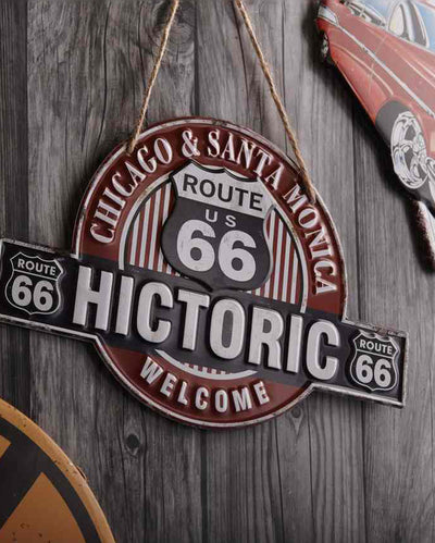 Historic Route 66 3D Metal Plate Wall Decor | 12 x 11 inches