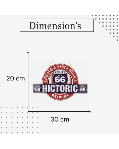 Historic Route 66 3D Metal Plate Wall Decor | 12 x 11 inches