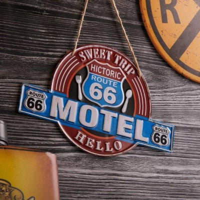 Motel Route 66 3D Metal Plate Wall Decor | 12 x 11 inches