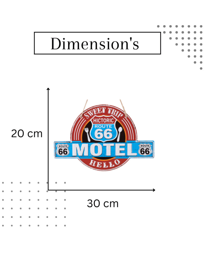 Motel Route 66 3D Metal Plate Wall Decor | 12 x 11 inches