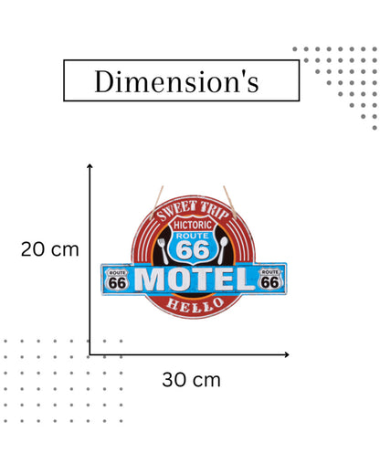 Motel Route 66 3D Metal Plate Wall Decor | 12 x 11 inches