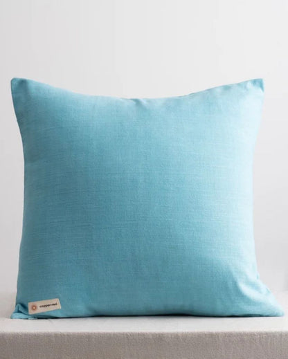 Luxe Corsica Blue Cotton Throw Pillow Cover