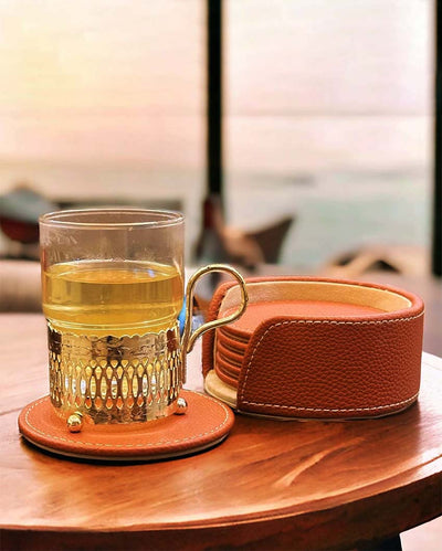 Elegant Design Luxora Leather Coasters | Set of 6 | 4 inches