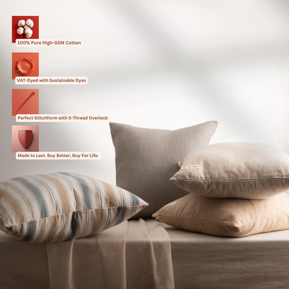 Exotic Saadiyat Ash Grey Pure Cotton Cushion Cover