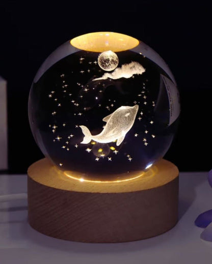 Dolphin Crystal Ball USB Led Night Lamp | 3 x 4 inches