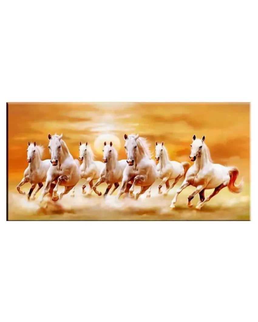 Majestic Equine Beauty Exquisite 7 Running Horses Canvas Painting 24x12 inches