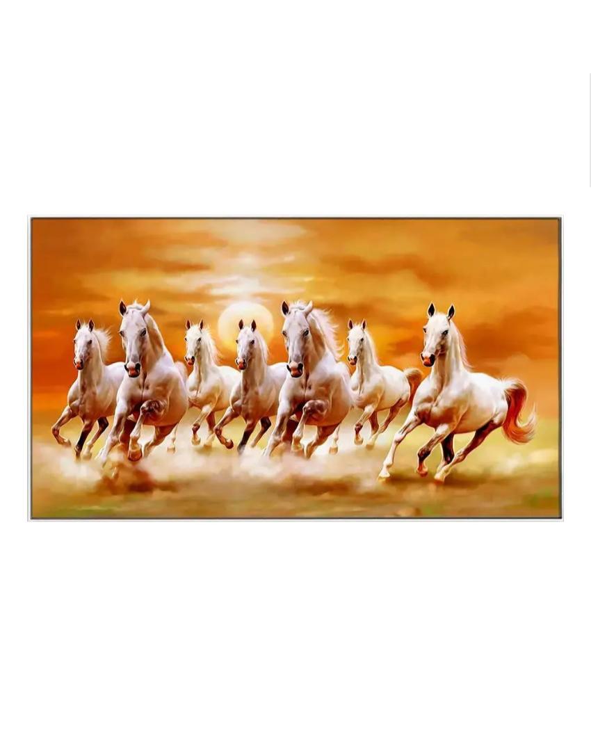 Majestic Equine Beauty Exquisite 7 Running Horses Canvas Painting 24x12 inches