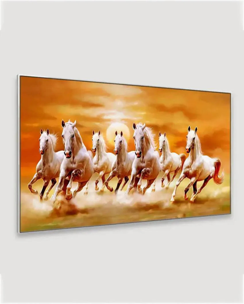 Majestic Equine Beauty Exquisite 7 Running Horses Canvas Painting 24x12 inches