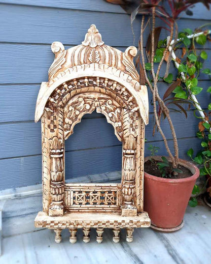 Unique Wood Polished Jharokha Wall Hanging