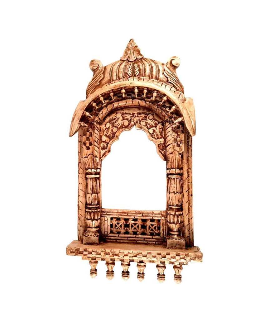 Unique Wood Polished Jharokha Wall Hanging