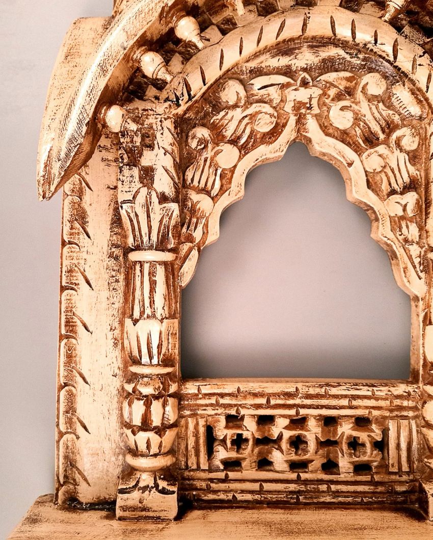 Unique Wood Polished Jharokha Wall Hanging