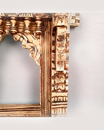 Unique Wood Polished Jharokha Wall Hanging