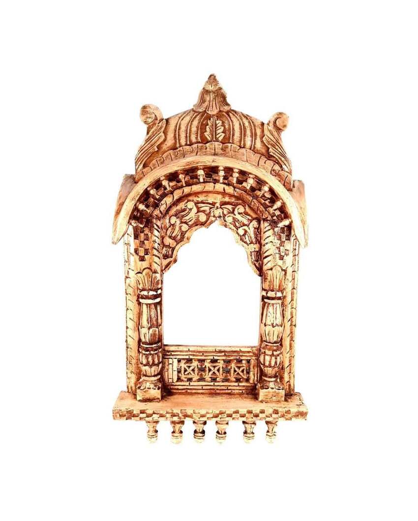 Unique Wood Polished Jharokha Wall Hanging