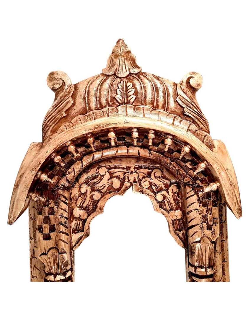 Unique Wood Polished Jharokha Wall Hanging