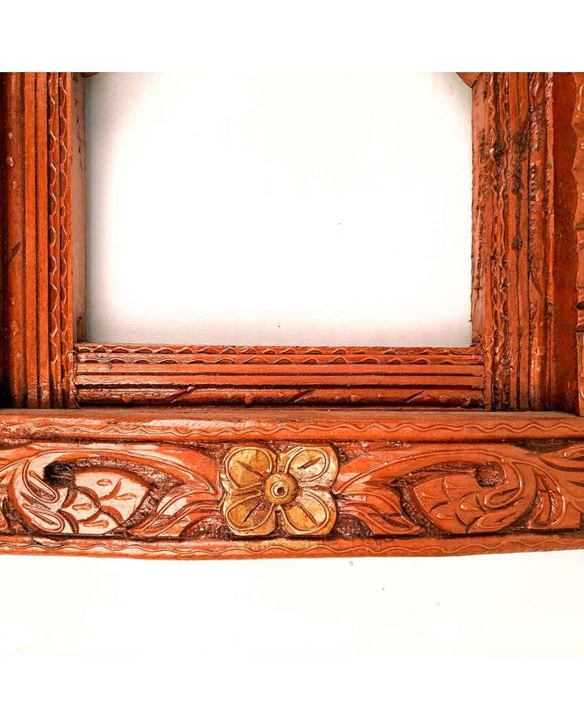 Beautiful Wood Polished Wooden Jharokha with Peacock Design Wall Hanging