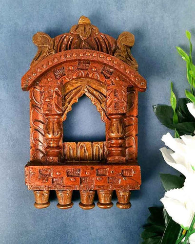 Unique Wood Polished Jharokha Wall Hanging