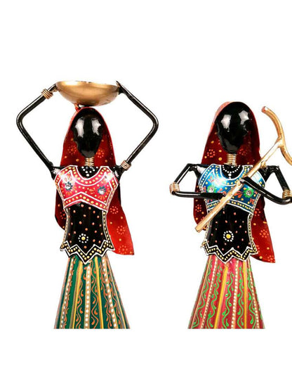 Unique Iron Polished Narega Lady Showpieces | Set of 3 | 12 x 4 x 15 inches