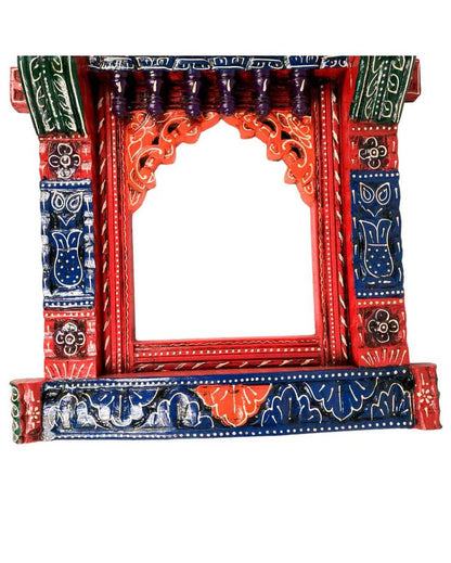 Beautiful Wood Polished Wooden Jharokha with Elephant Design Wall Hanging | 20 x 5 x 22 inches