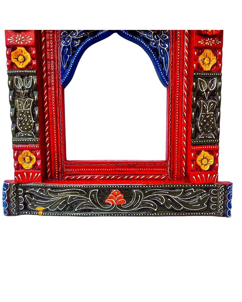 Beautiful Wood Polished Wooden Jharokha with Elephant Design Wall Hanging | 20 x 5 x 22 inches