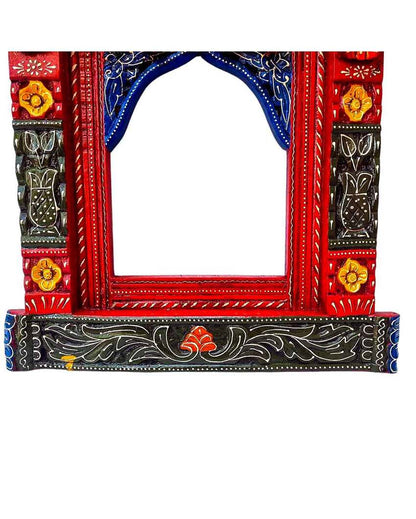 Beautiful Wood Polished Wooden Jharokha with Elephant Design Wall Hanging | 20 x 5 x 22 inches