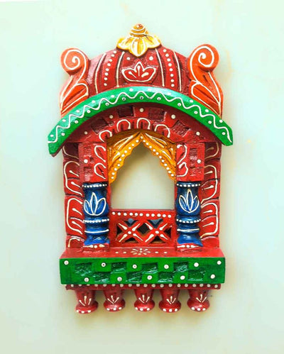 Elegant Wood Polished Jharokha Wall Hanging | 6 x 2 x 10 inches