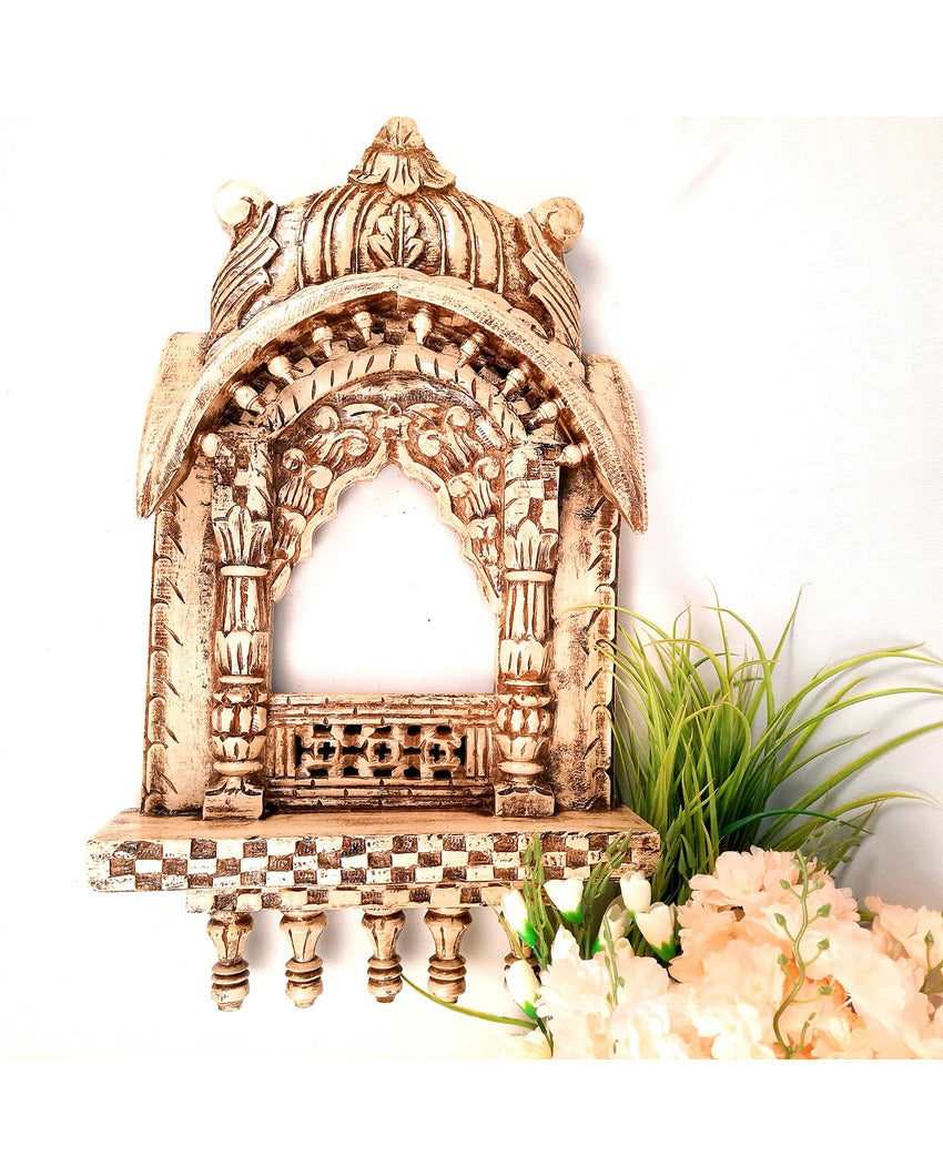 Unique Wood Polished Jharokha Wall Hanging