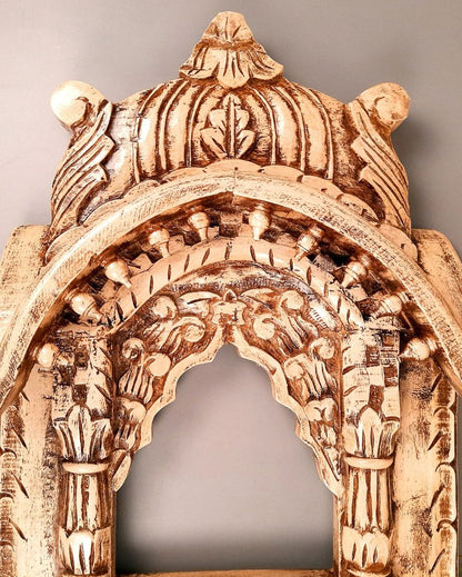 Unique Wood Polished Jharokha Wall Hanging