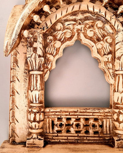 Unique Wood Polished Jharokha Wall Hanging