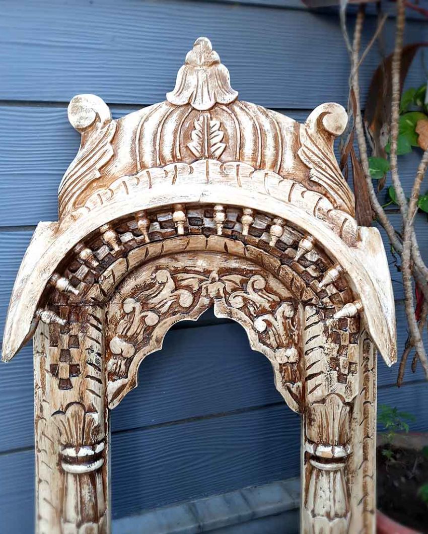 Unique Wood Polished Jharokha Wall Hanging